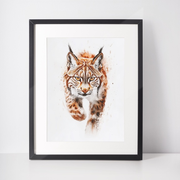 Watercolor Lynx Portrait Wall Art Illustration Print Poster Unframed - Picture 3 of 9